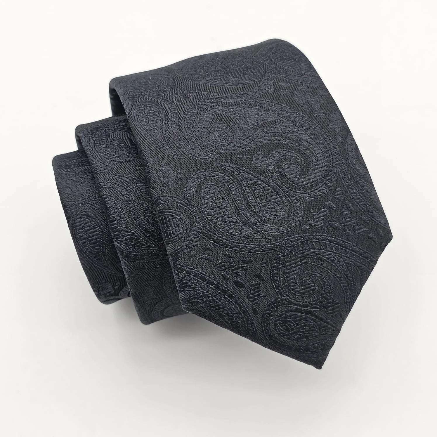 Men's classic tie for the office-Black Paisley Tie