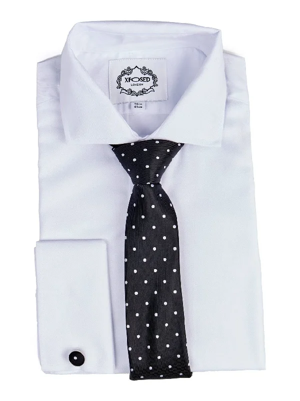 Men's tie with fine lines-BLACK POLKA DOT NECK TIE SET