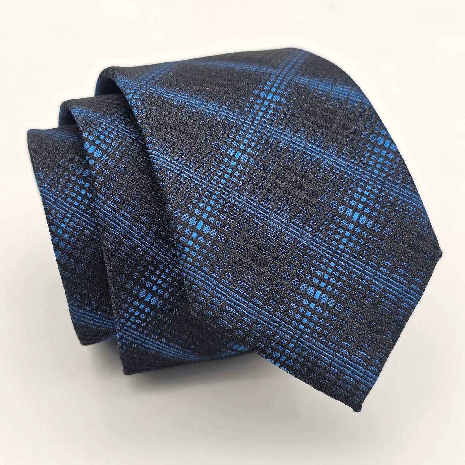 Professional silk tie for men-Blue Black Geometrical Tie