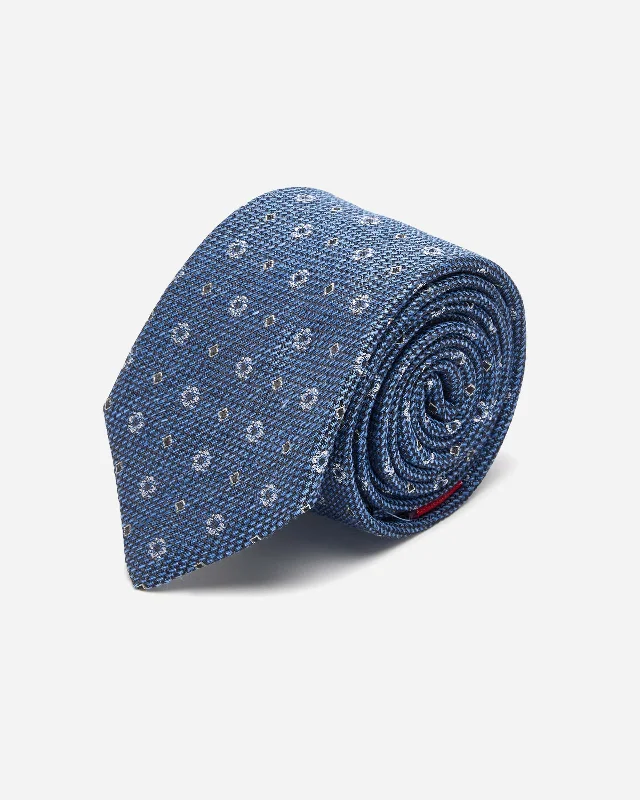 Men's silk tie for holiday season-Blue Motif Silk Tie