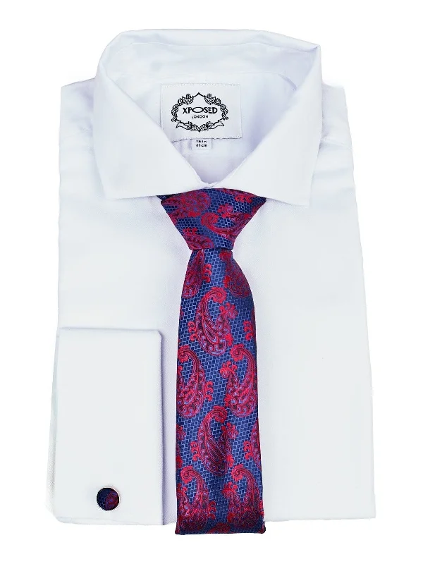 Men's tie for a special dinner-BLUE PAISLEY PRINT NECKTIE SET