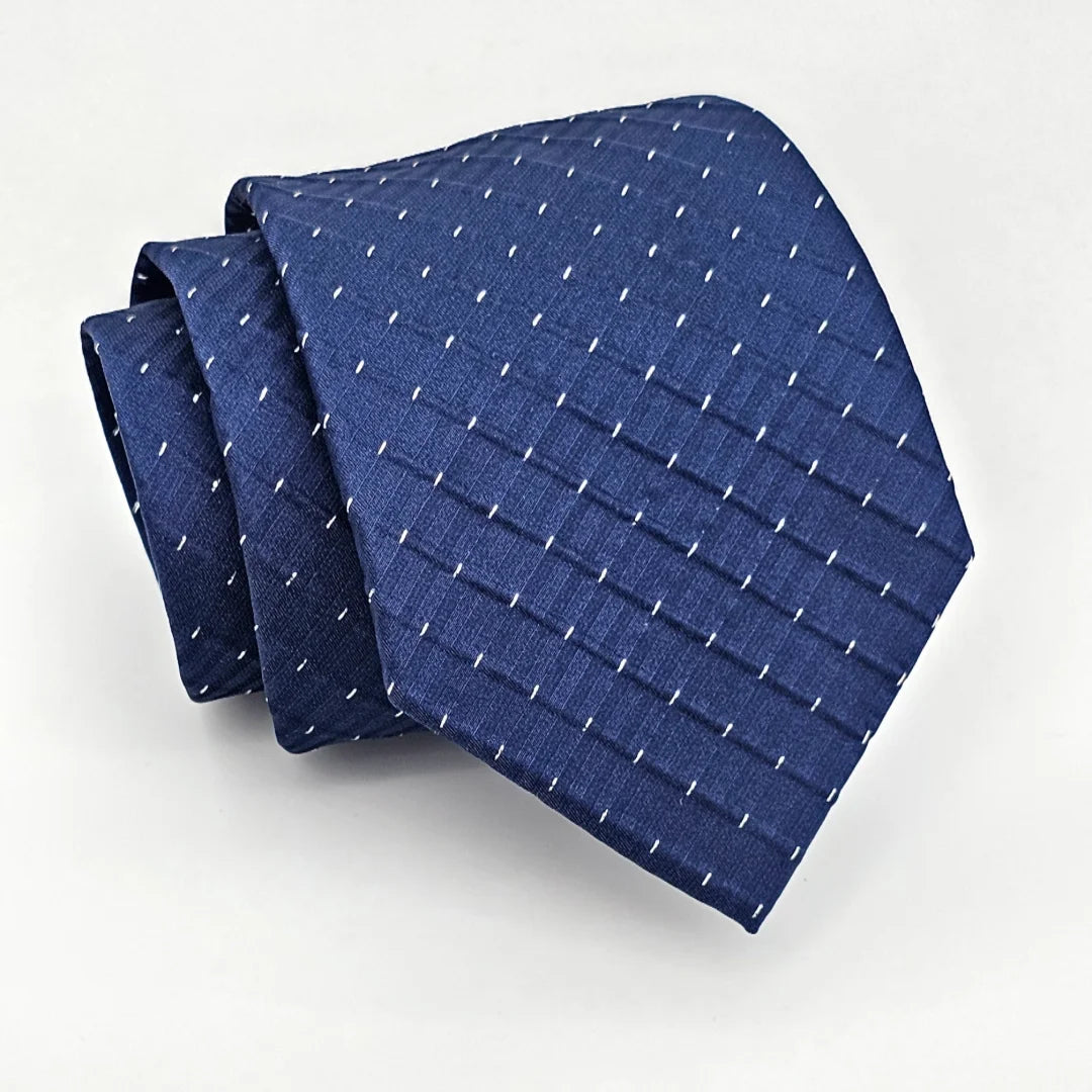 Men's necktie for upscale dining-Blue Silver Dotted Tie with Pocket Square