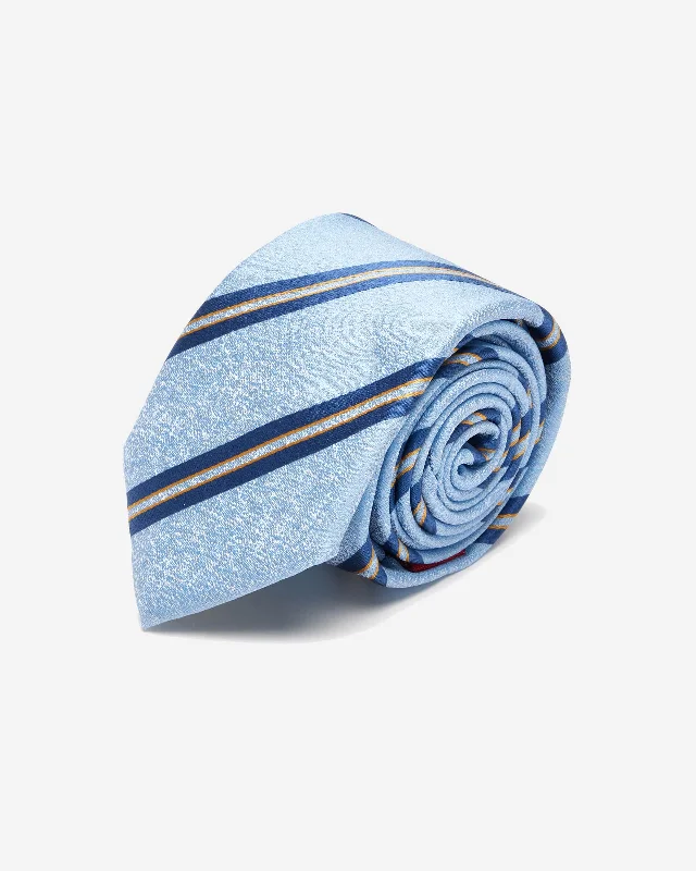 Men's tie with a floral motif-Blue Tonal Stripe Silk Tie