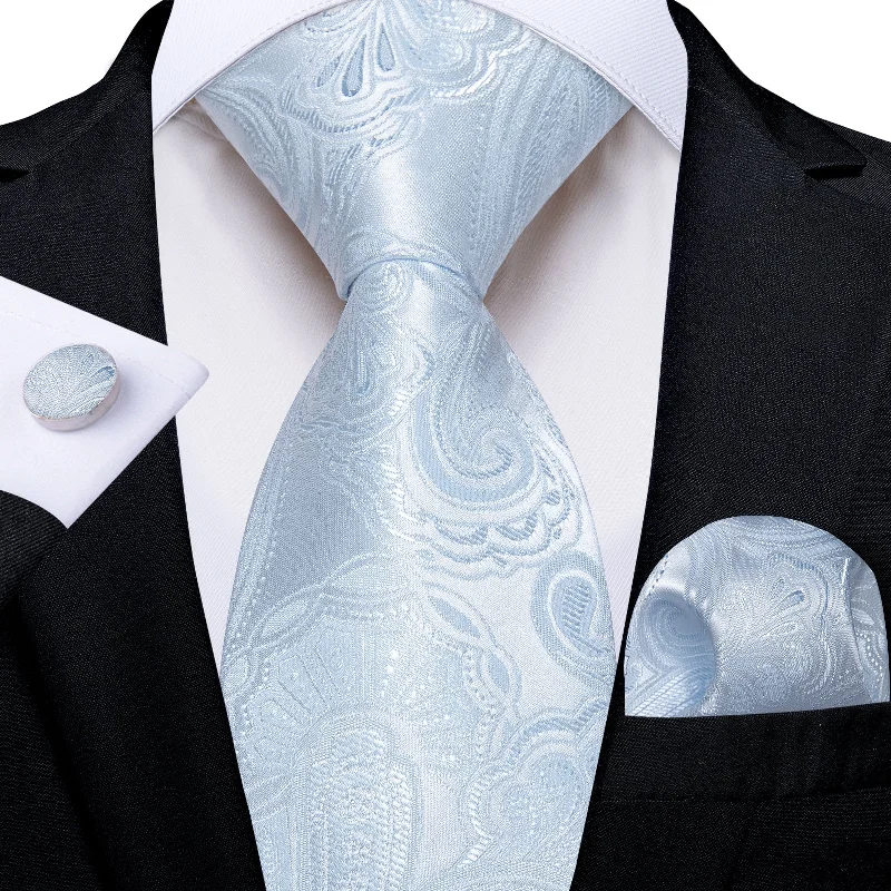 Men's tie with a sophisticated pattern-Blue White Floral Men's Tie Pocket Square Handkerchief Set