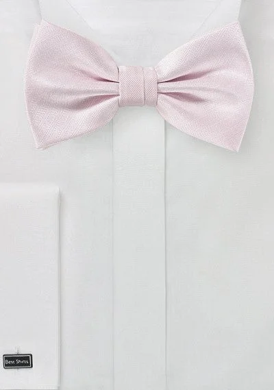 Men's tie with diagonal stripes-Blush Pink Herringbone Bowtie