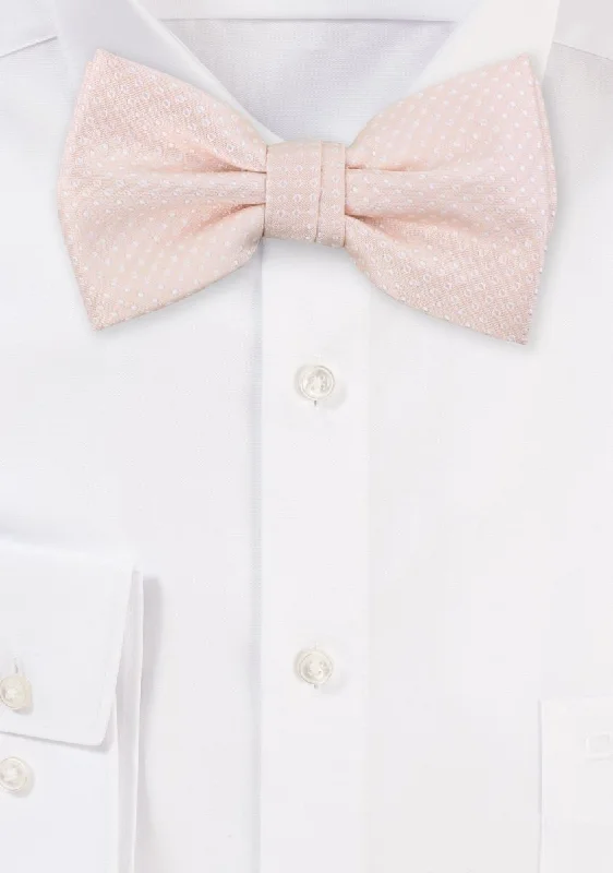 Men's high-quality silk necktie-Blush Pink Pin Dot Bowtie