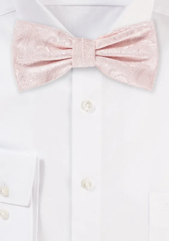 Men's tie with unique textures-Blush Pink Proper Paisley Bowtie