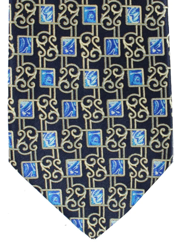 Men's vintage necktie-Brioni Silk Tie Dark Blue Ornamental Design SALE