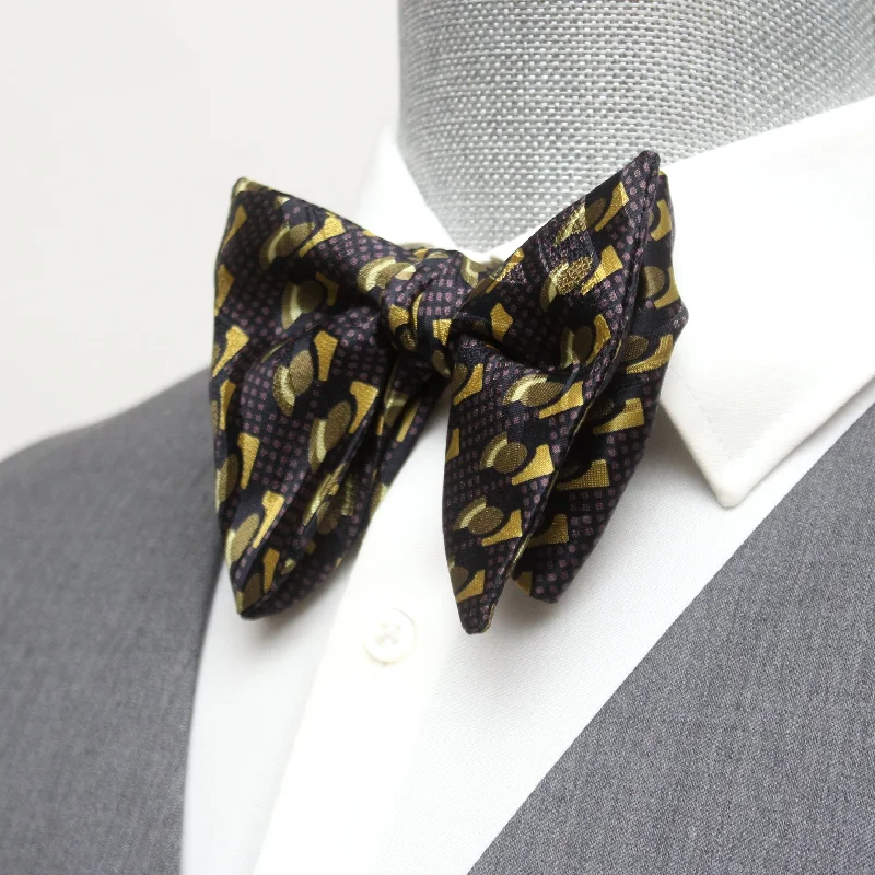 Men's tie for office wear-Brown Big Butterfly Silk Bow Tie