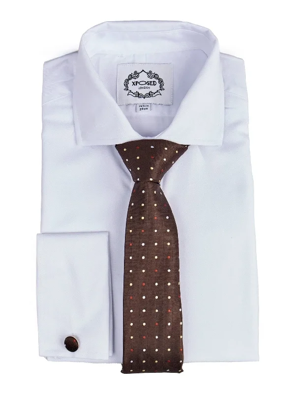 Men's solid color necktie-BROWN POLKA DOT NECK TIE SET