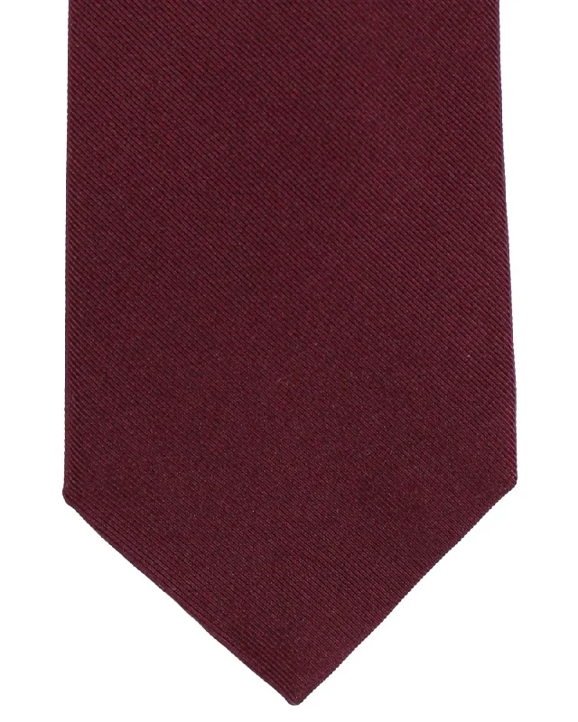 Men's tie for professional look-Brunello Cucinelli Tie Maroon Solid Grosgrain SALE