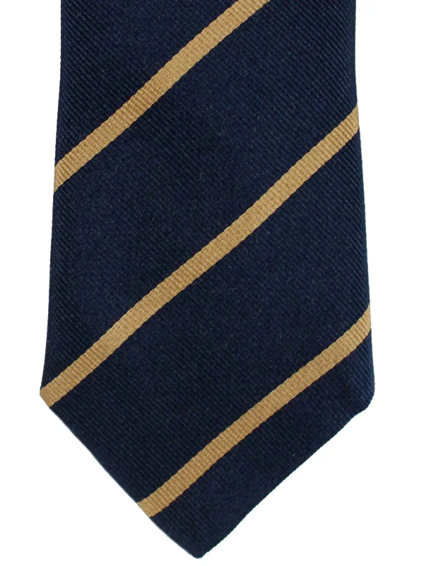 Men's silk tie for corporate events-Brunello Cucinelli Silk Tie Navy Taupe Regimental Stripes