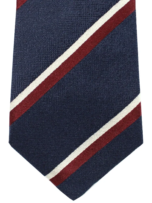 Popular men's tie designs-Brunello Cucinelli Silk Tie Navy Maroon Stripes