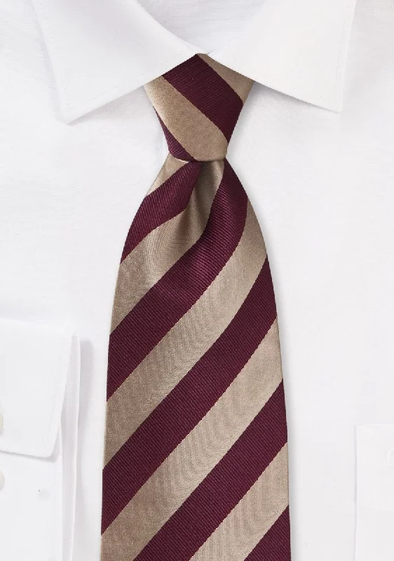 Men's formal tie for night events-Burgundy and Gold Repp&Regimental Striped Bowtie