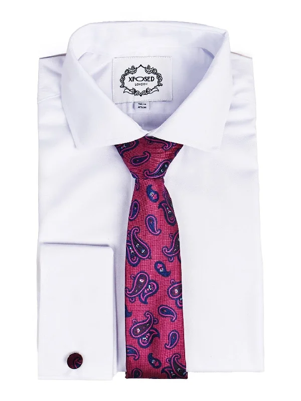 Men's tie with subtle polka dots-BURNT PINK PAISLEY PRINT NECKTIE SET