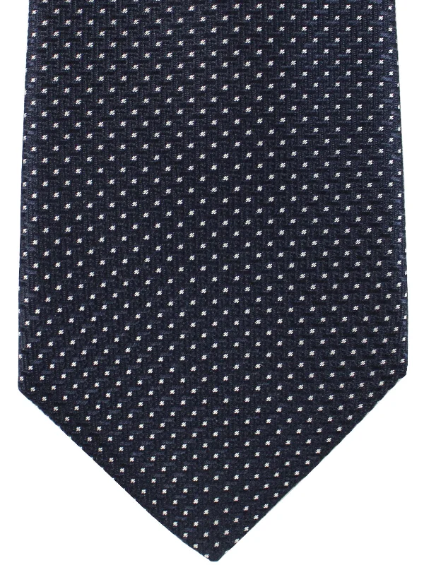 Men's tie for family gatherings-Canali Tie Dark Blue Silver Micro Geometric