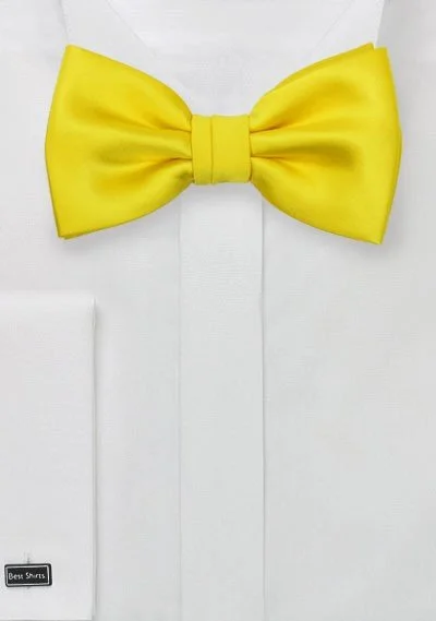 Men's silk tie with a refined texture-Canary Solid Bowtie