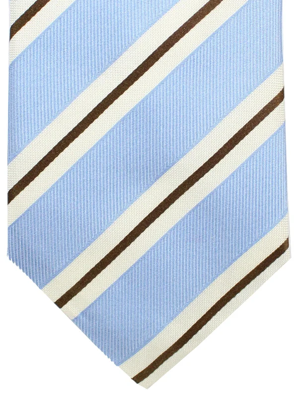 Men's tie with a subtle design-Cesare Attolini Tie Sky Blue Silver Brown Stripes SALE