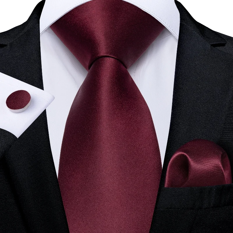 Men's tie with a rich texture-Claret Solid Tie Set