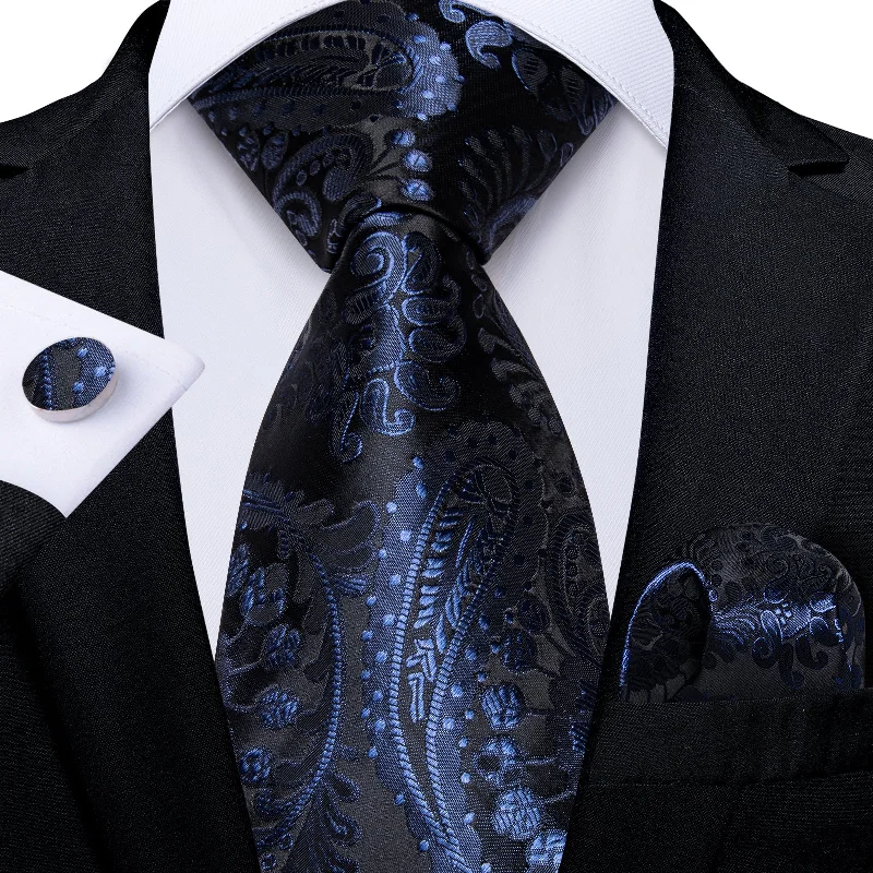 Men's tie for a stylish look-Blue Paisley Men's Tie Set