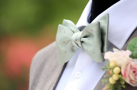 Men's luxury silk tie-Mint Brown Polka Dot Self-Tie Bow Tie