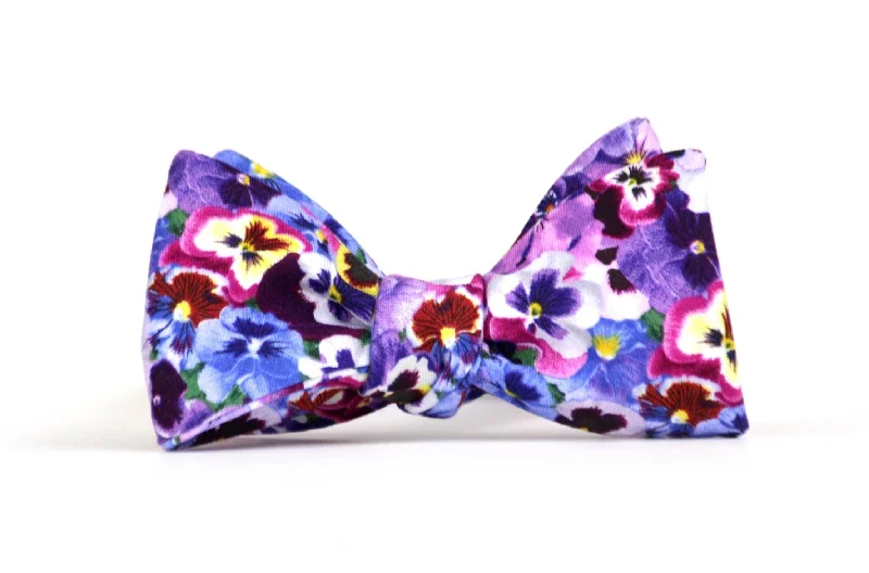 Men's tie with paisley pattern-Viola Purple Floral Self-Tie Bow Tie