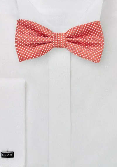 Men's tie with a contrasting stripe-Coral Pin Dot Bowtie