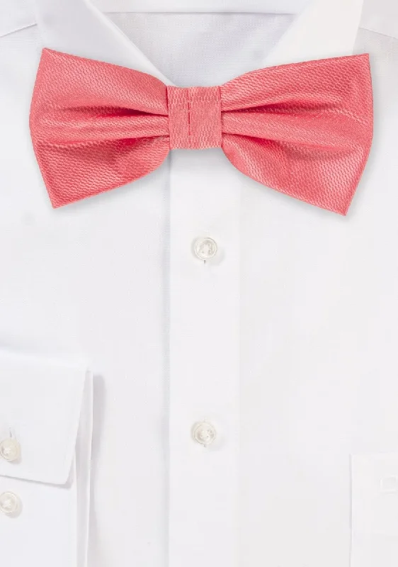 Men's tie with floral design-Coral Solid Bowtie