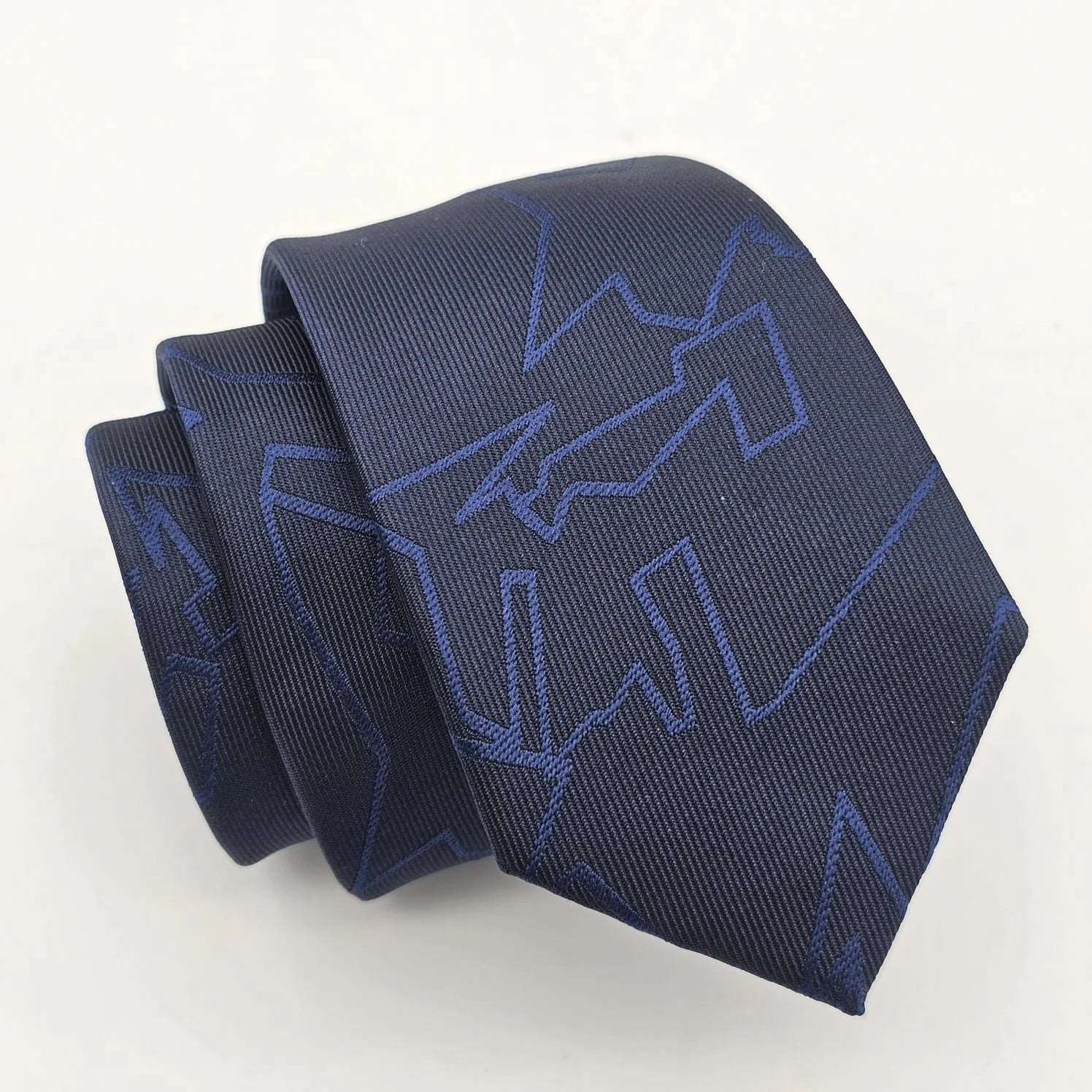 Men's solid color silk tie-Dark Blue Dynamic Check Tie