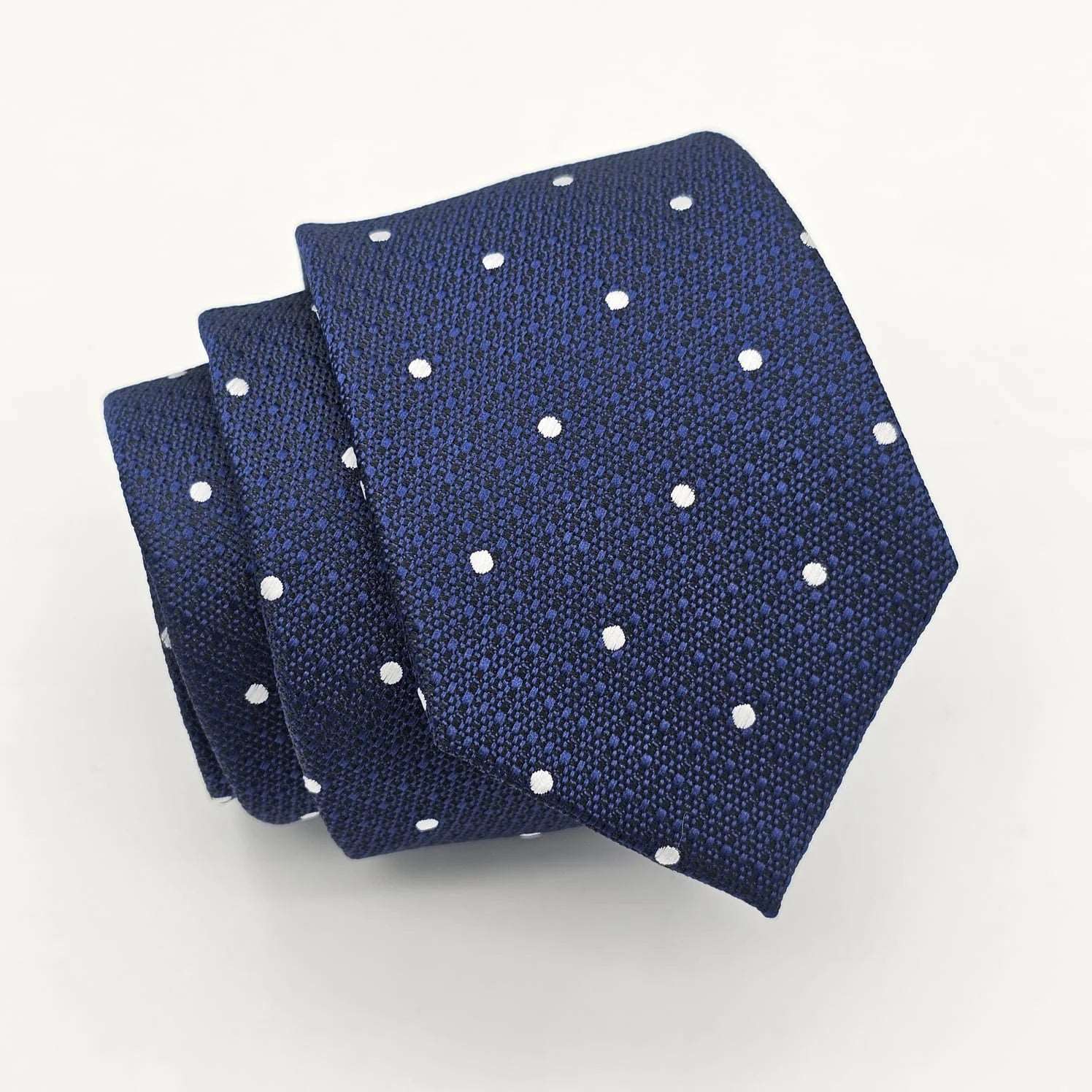 Men's tie with a subtle design-Dark Blue White Dotted Tie