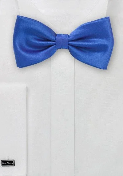 Men's tie with polka dots for summer-Dodger Blue Solid Bowtie