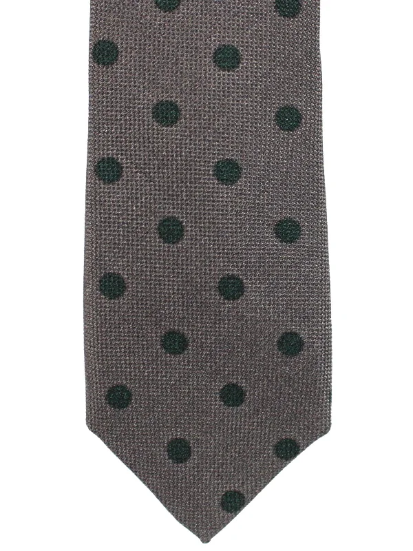 Men's necktie for holiday dinner-Dolce & Gabbana Skinny Tie Gray Green Polka Dots