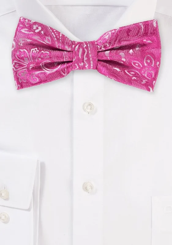 Modern men's necktie for work-Dragon Fruit Proper Paisley Bowtie