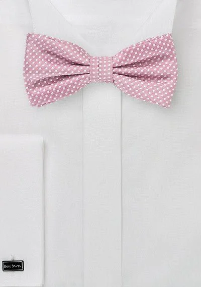 Unique men's necktie for special events-Dusty Rose Pin Dot Bowtie