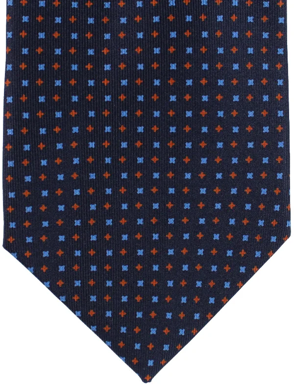 Men's tie with intricate design-E. Marinella Silk Tie Black Blue Red Geometric