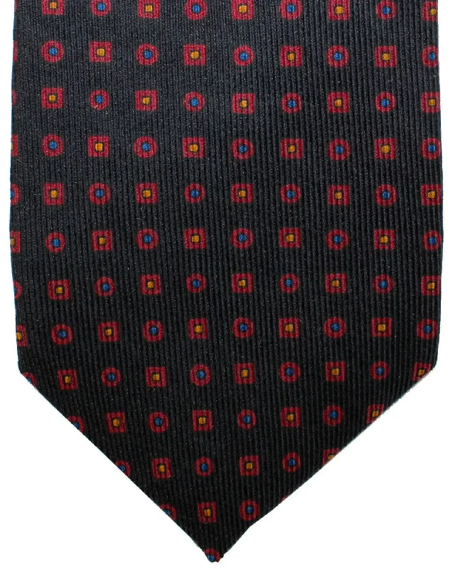 Men's tie for summer-E. Marinella Silk Tie Black Brown Royal Blue Geometric