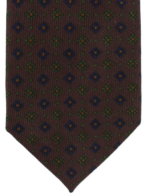 Men's tie for corporate meetings-E. Marinella Silk Tie Brown Geometric SALE