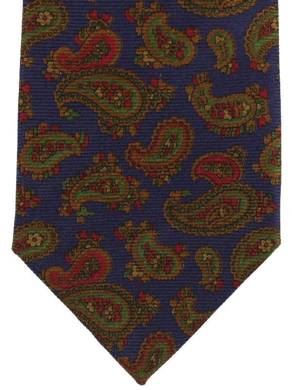 Men's tie with a floral motif-E. Marinella Silk Tie Purple Green Maroon Paisley