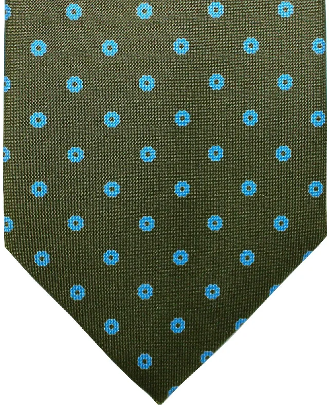 Men's tie with geometric design-E. Marinella Silk Tie Classic Green Blue Geometric