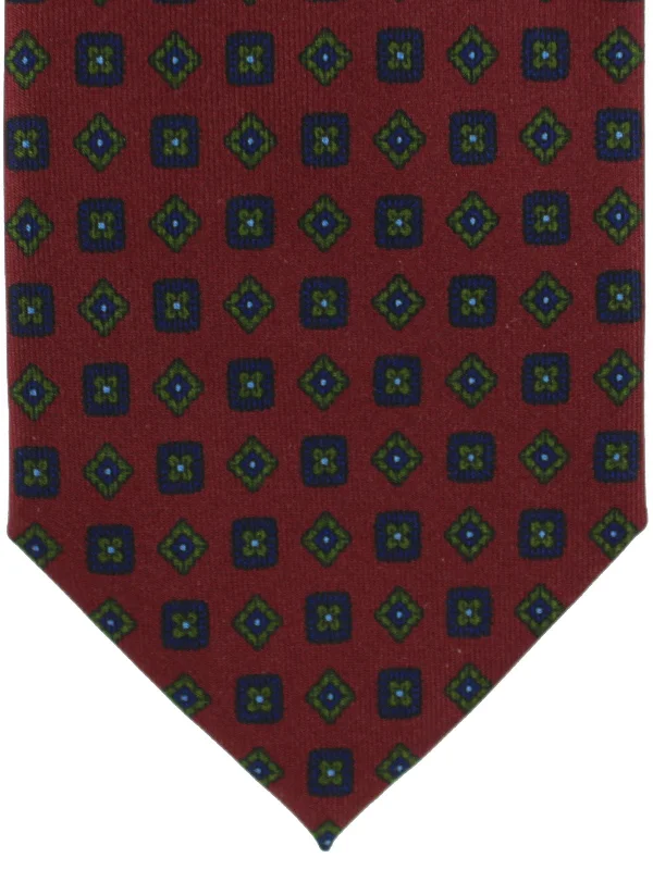 Men's tie with a solid color-E. Marinella Silk Tie Classic Maroon Geometric