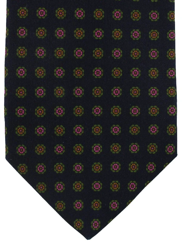 Men's high-quality designer tie-E. Marinella Silk Tie Dark Blue Pink Green Geometric