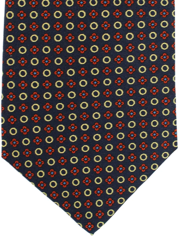 Men's tie for formal attire-E. Marinella Silk Tie Dark Blue Red Floral