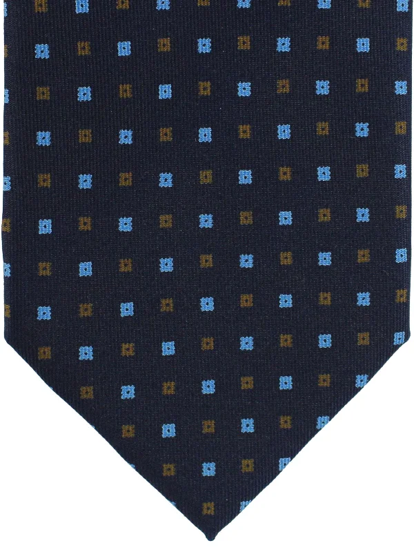 Best men's tie for corporate style-E. Marinella Silk Tie Navy Blue Brown Geometric