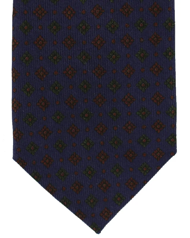 Men's tie with floral design-E. Marinella Silk Tie Purple Green Brown Geometric SALE