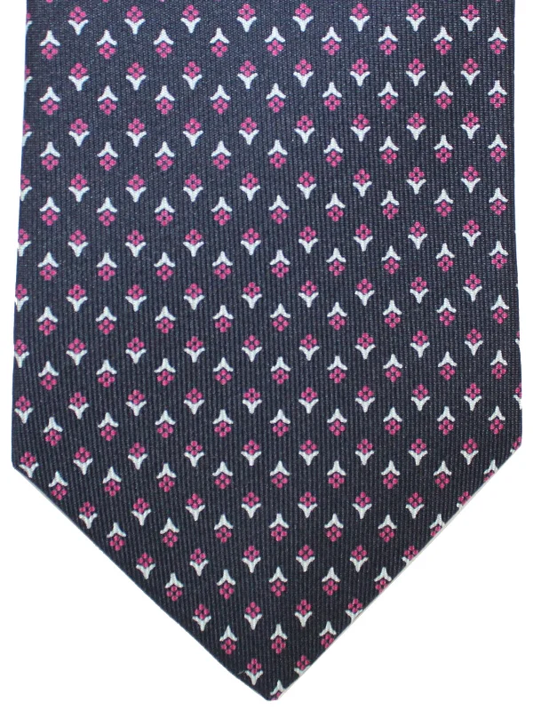 Classic men's necktie-E. Marinella Tie Black Fuchsia Geometric SALE