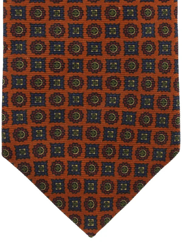 Men's tie for Christmas-E. Marinella Tie Brown Mini Flowers Medallions