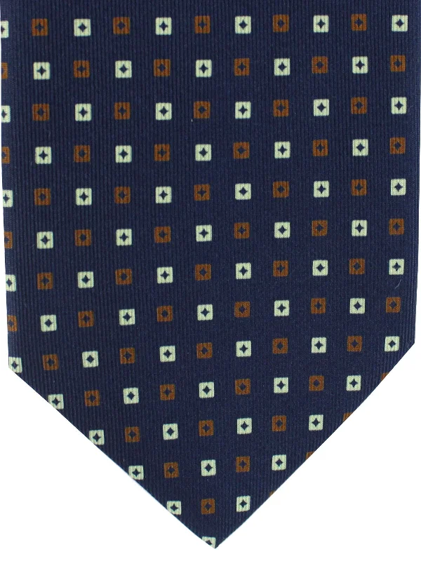 Men's tie with premium fabric-E. Marinella Tie Classic Dark Blue Brown Geometric