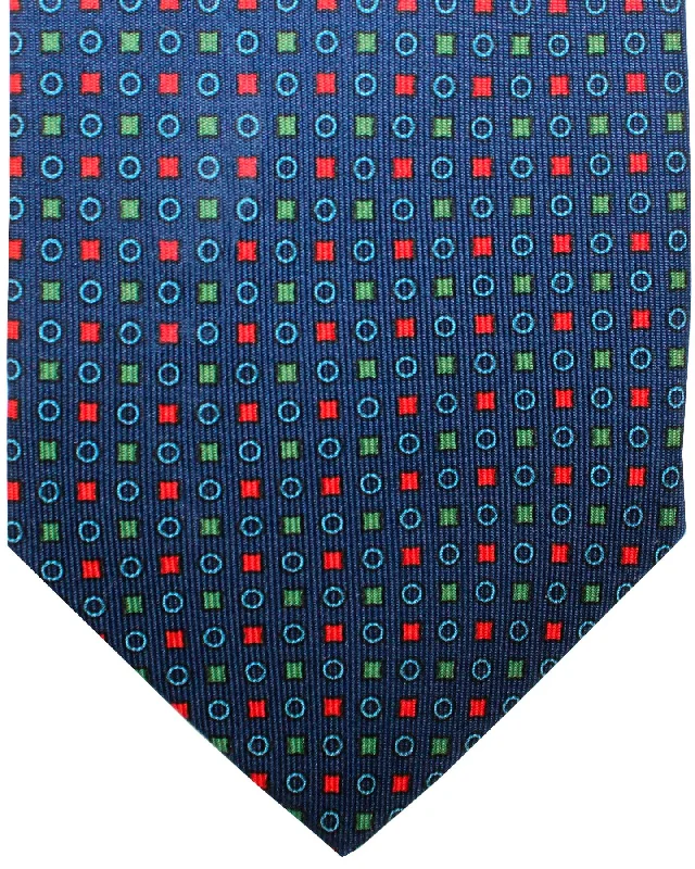 Cool men's tie-E. Marinella Tie Classic Navy Green Red Geometric