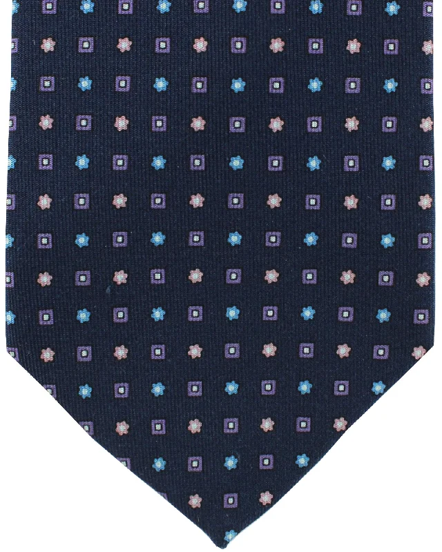 Men's tie for a stylish look-E. Marinella Tie Dark Blue Geometric Design