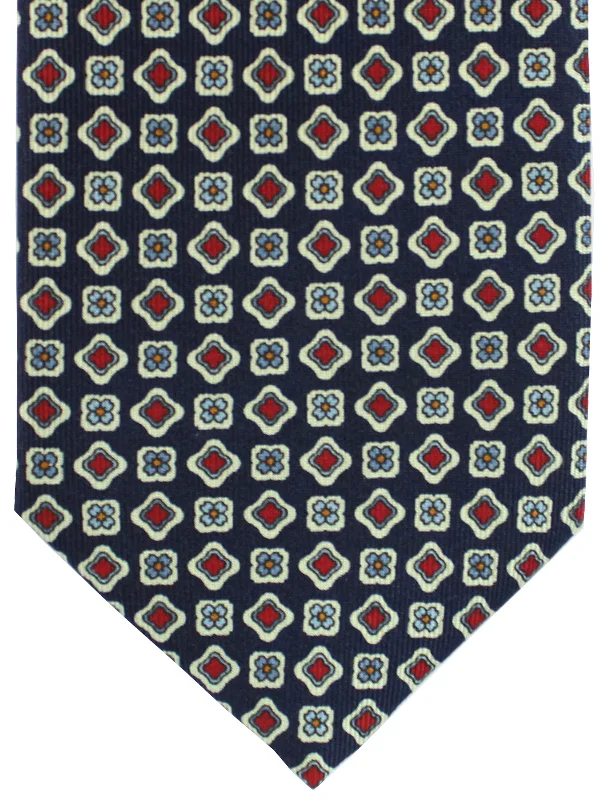 Classic men's silk necktie-E. Marinella Tie Dark Blue Maroon Blue Design SALE